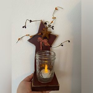 Primitive Decor Jar Candle/Light Holder